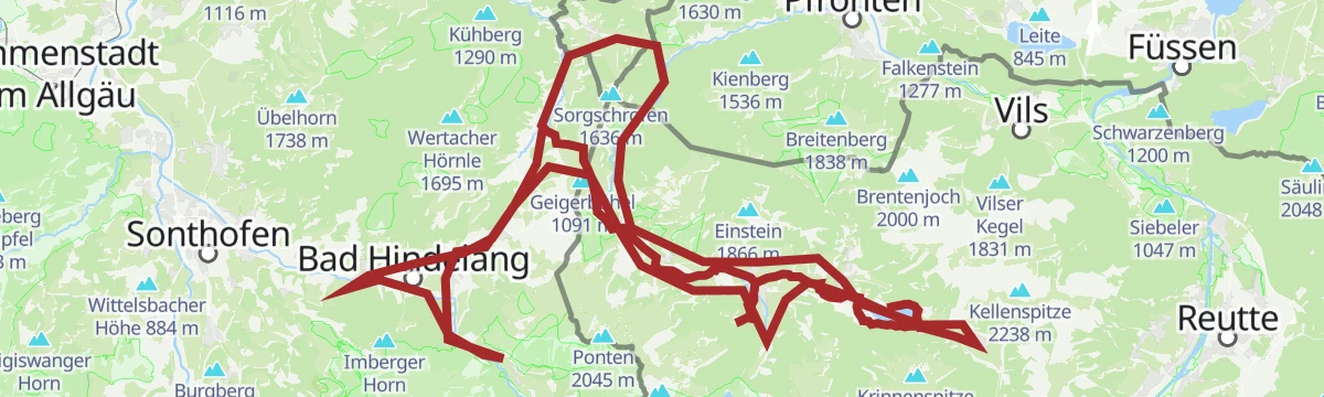 Route map: GrenzenLoser Radspaß Bad Hindelang Tannheimer Tal